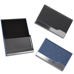 PU Leather Holder Professional Business Card Case with Magnetic Buckle Slim Stainless Steel Pocket ID Name Card Box Gift