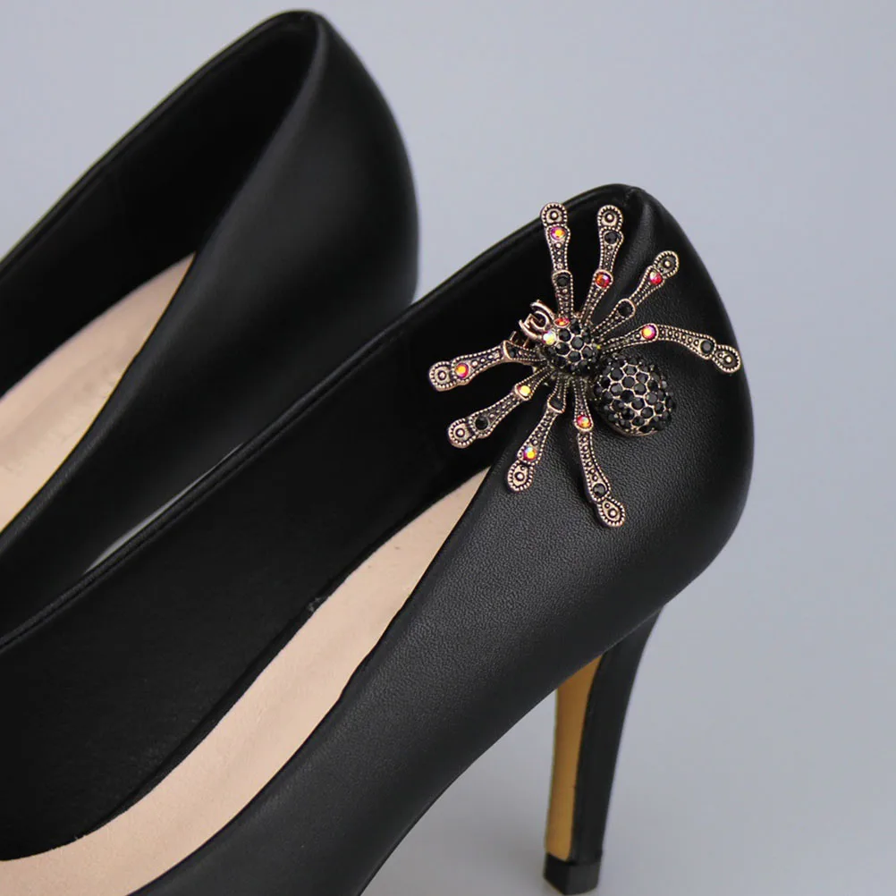 

1 Pair Removable Spider Shoe Clips Alloy Decorations Gold Color For Heels Flats Pumps Gifts Shoe Jewelry Charms