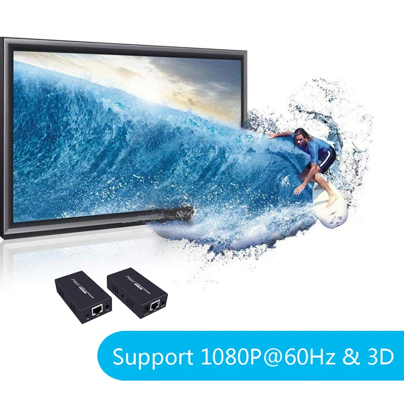1 to 1/2/4 HDMI Extender RJ45 50M IR Remote Control Transmit Up 1080P@60Hz Over Ethernet Cat5e Cat6 3D EDID Signal POC Support