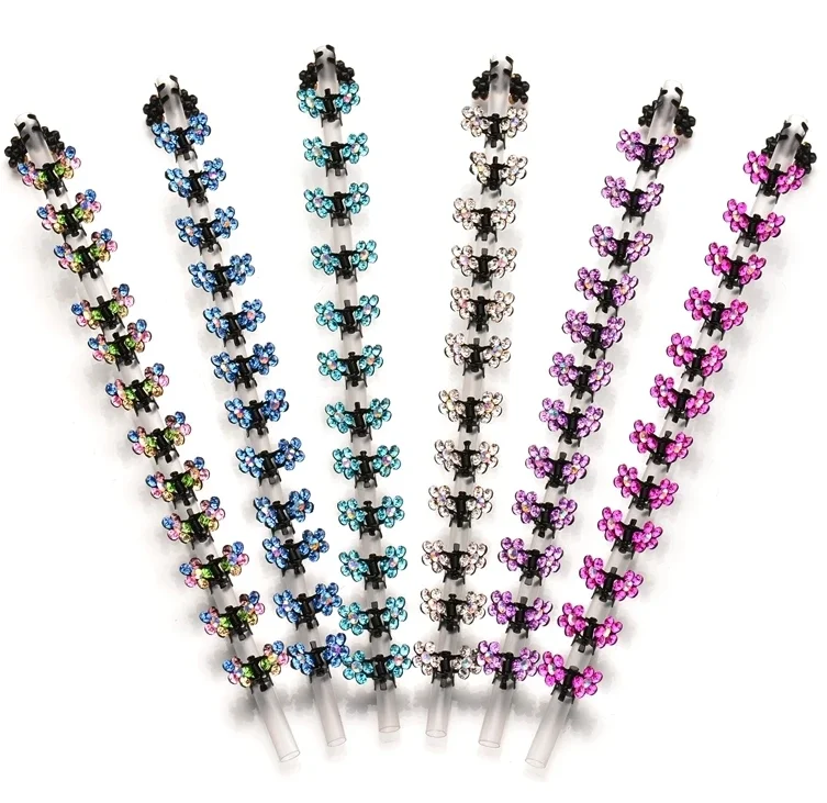 6Pcs Crystal Rhinestone Flower Hair Claw Hairpins Hair Accessories Ornaments Hair Clips Hairgrip for Kids Girl