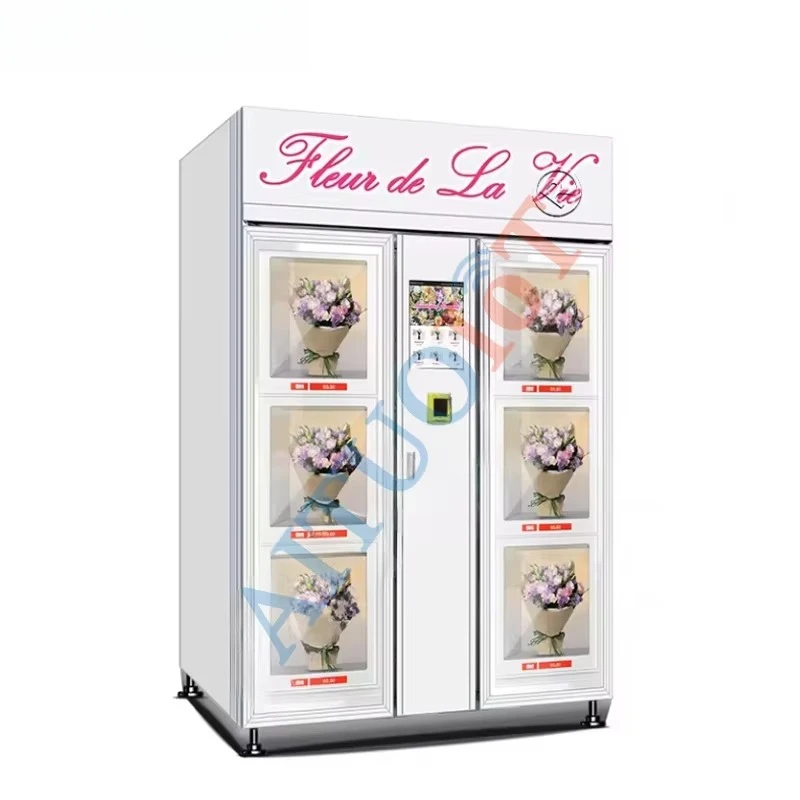 Smart Flower Vending Locker 6 Boxes Refrigerated Cooling: 5-20℃, with Humidification 10.1" Android System Flower Vending Machine