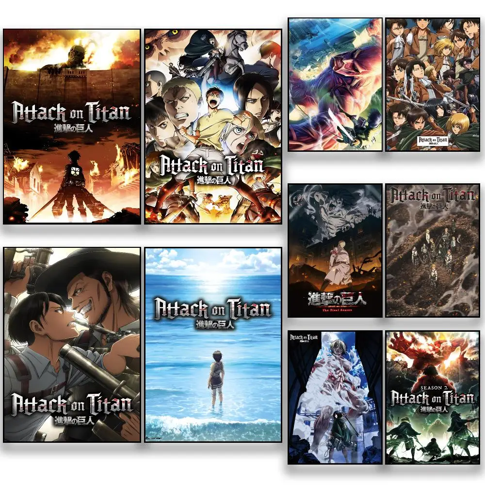 Anime Action A-Attack on Titan Poster HD Abnehmbare Wandkunst Geschenk für Schlafzimmer, Wohnzimmer, Studentenwohnheim, Büro, Gaming-Café, Bars