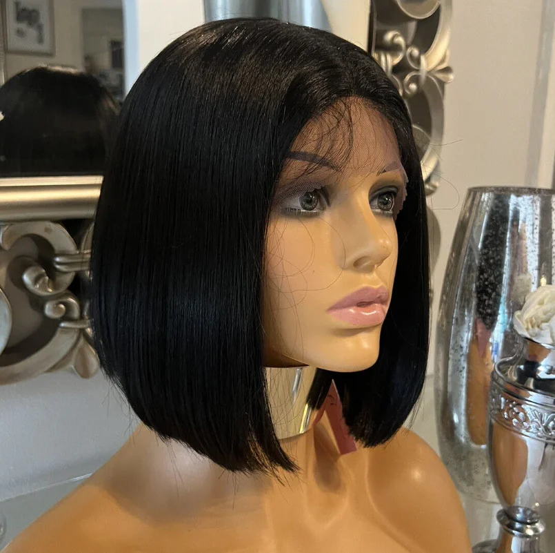 

Black Short Bob Lace Wigs 13x4 HD Transparent Lace Frontal Wig Straight Short Bob Lace Front Wigs Synthetic Daily Party Cosplay