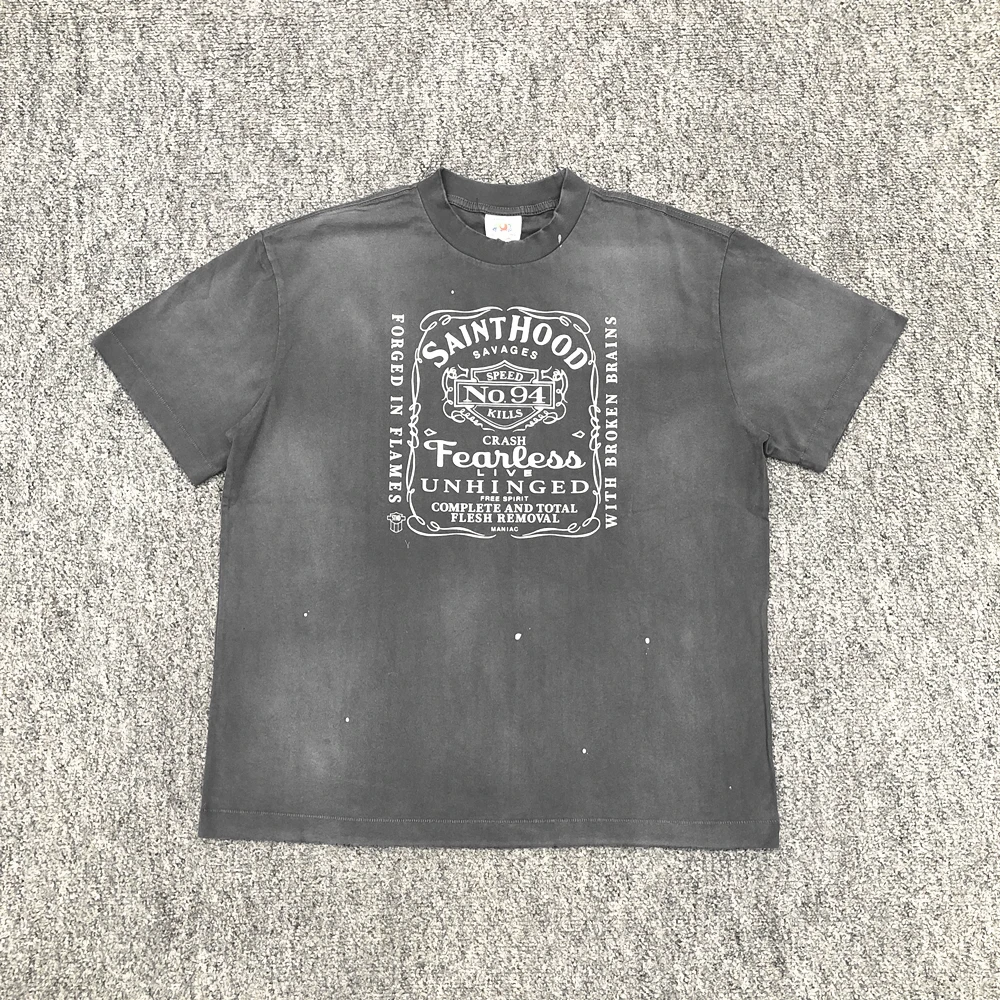 Yao Fashion Vintage Washed Casual Streetwear Loose Short Sleeve Summer Urban Daily Wear Comfortable Cotton T Shirt Unisex