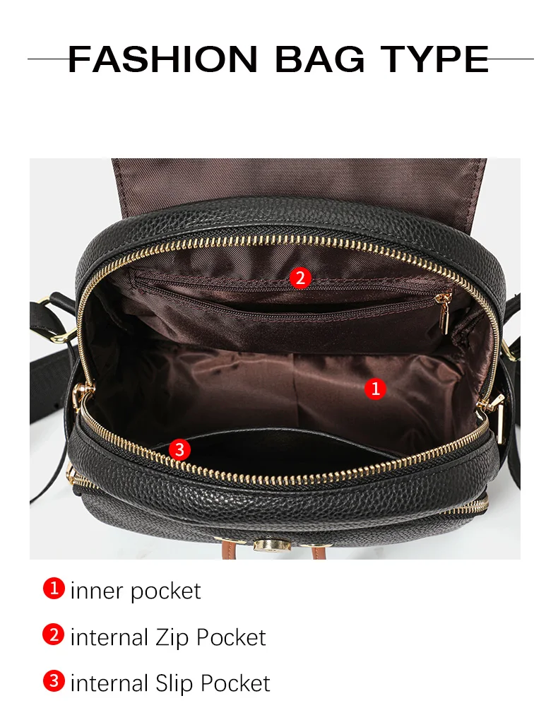 Aidanni Minimalistischer Stil Schwarzer Rucksack aus Vollnarbenleder für Damen, 2026 Neue Mode Lässige Reisetasche – Detail 6