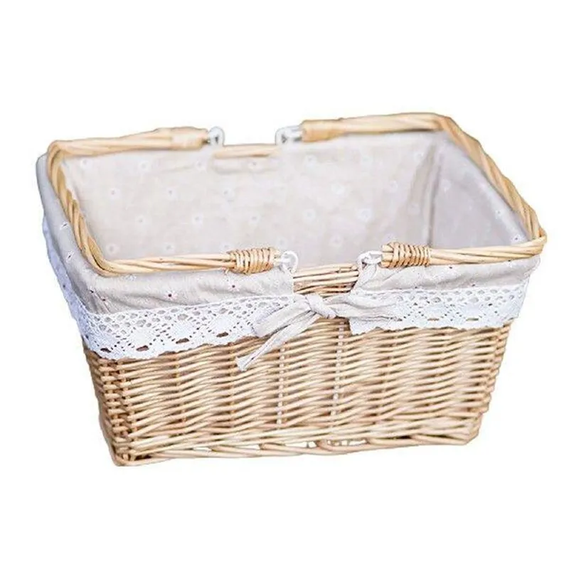 

Natural Wicker Picnic Basket with Handles Hand Woven Basket for Outdoor Picnics And Travel Eco Friendly Storage Solution