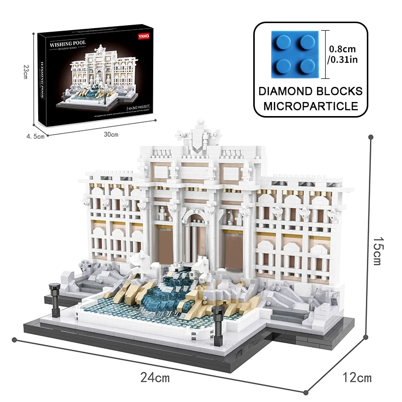 Creative Trevi Fountain Building Blocks Model World Famous City Street View Architecture Assembly Bricks Toys Gift For Kid Adult