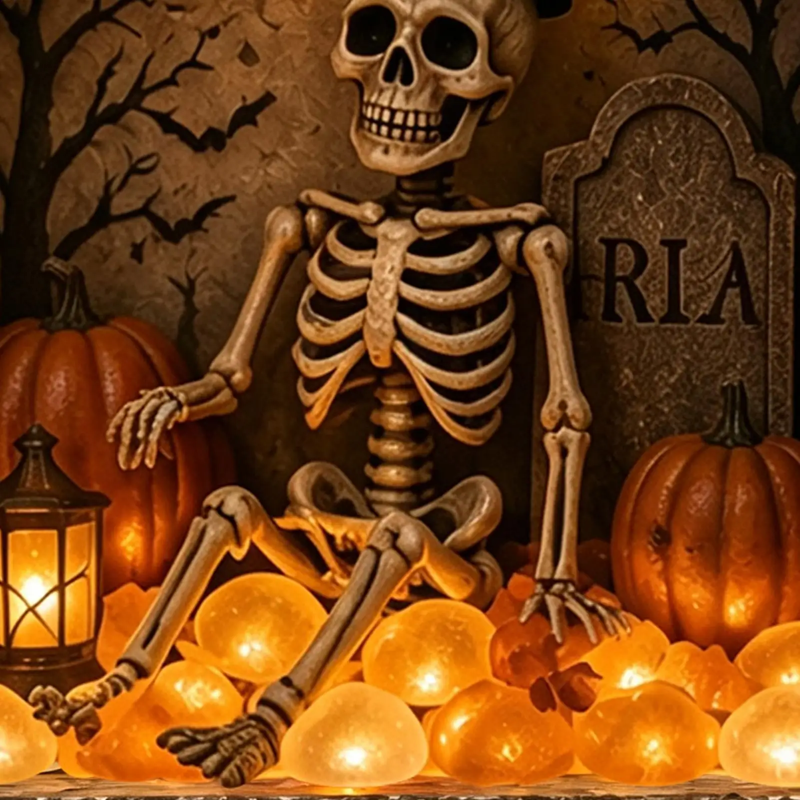 Décorations de table d'Halloween, ensemble d'ornements de boîte à souvenirs lumineuse à LED, 21.5x21.5x3.7cm, centre de table lumineux pour Halloween