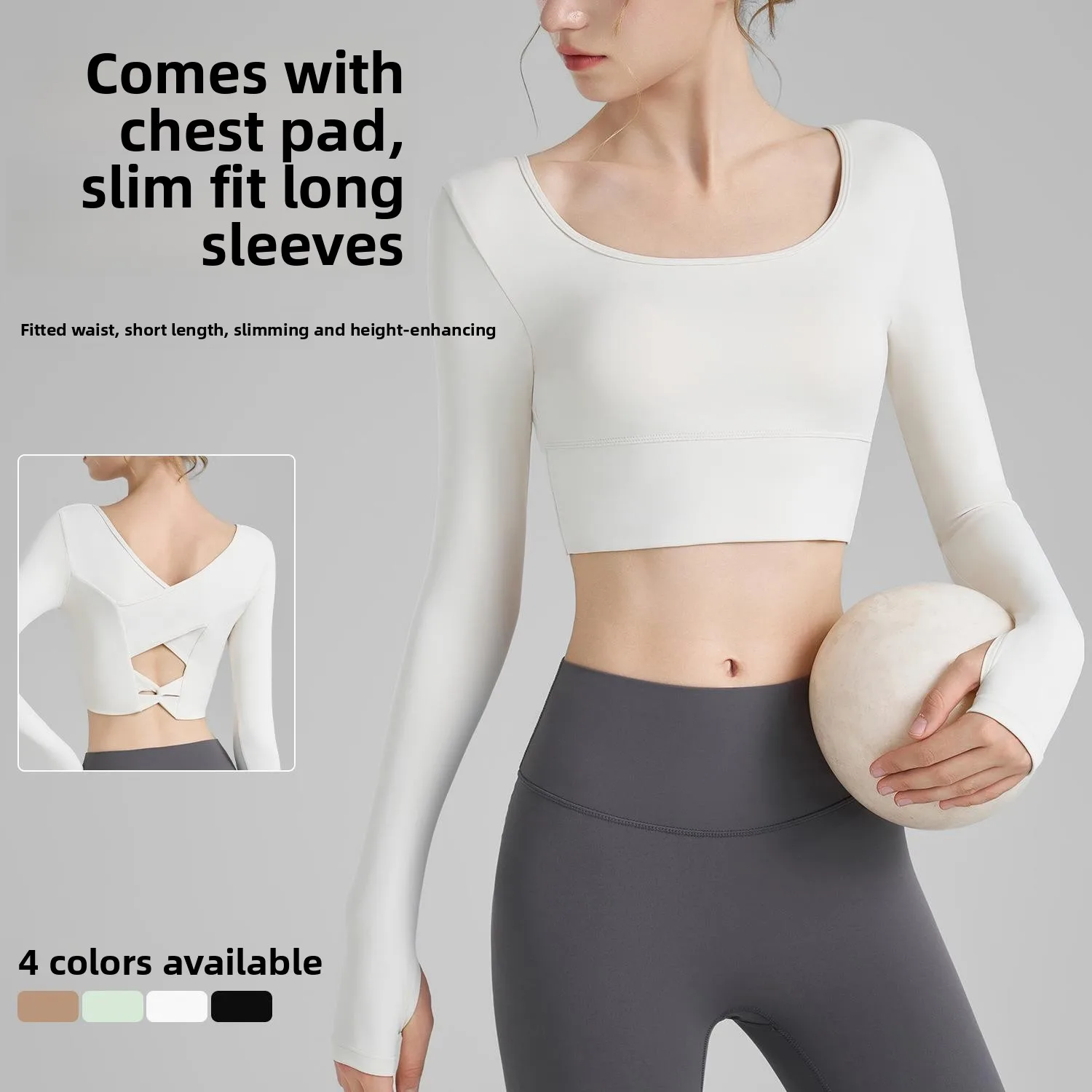 

Women's Slim Fit Sports T-irt Yoga Tops ort Long Sve Nude Color for Active Wear And Fitn