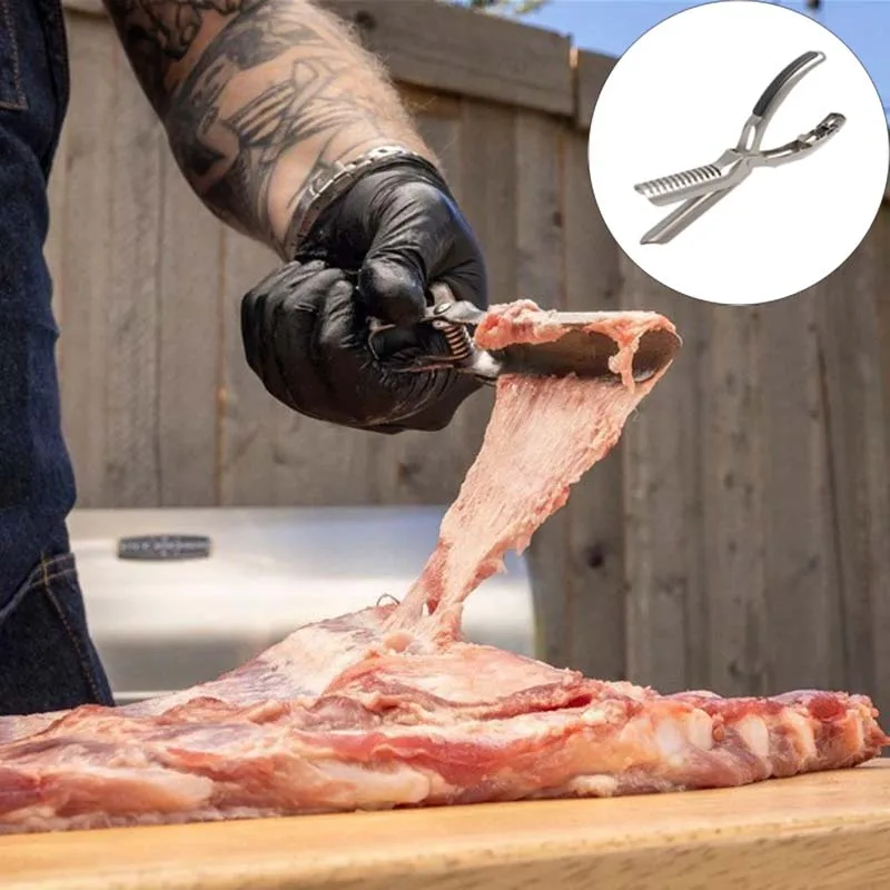 Ultimate Rib Membrane Remover Clamp – Fast, Clean Peel for BBQ Ribs, Ergonomic Stainless Steel Design, 2-in-1 Kitchen Tool