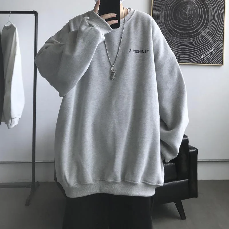 Hoodies Sweatshirt Men Hoodie Sweatshirt O-neck Loose Hip Hop Streetwear Autumn Winter Velvet Male Pullover Hoodies Ovewrsized