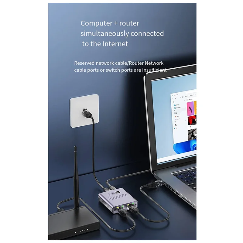 ABGN Network Cable Splitter, Gigabit Network Port, One To Two Allocation, Interface Extension, One To Two Conversion