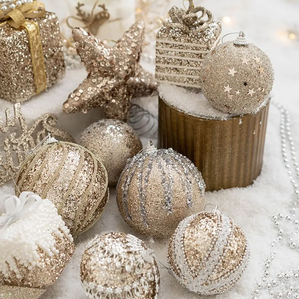 

Snowflake Decoration Plastics Christmas Tree Balls Colorful Big Christmas Pendant Creative Shatterproof Ball Ornament Set Merry