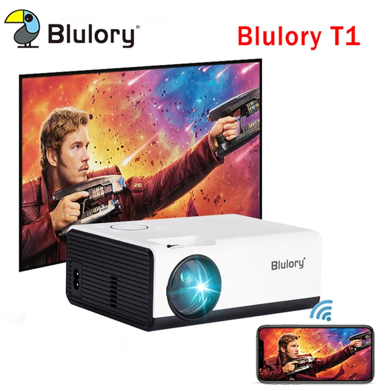 Blulory Mini LED proiettore Home Theater portatile 1080P Android 9.0 1GB 8GB RAM 4K videoproiettore HDMI USB Movie Outdoor Cinema