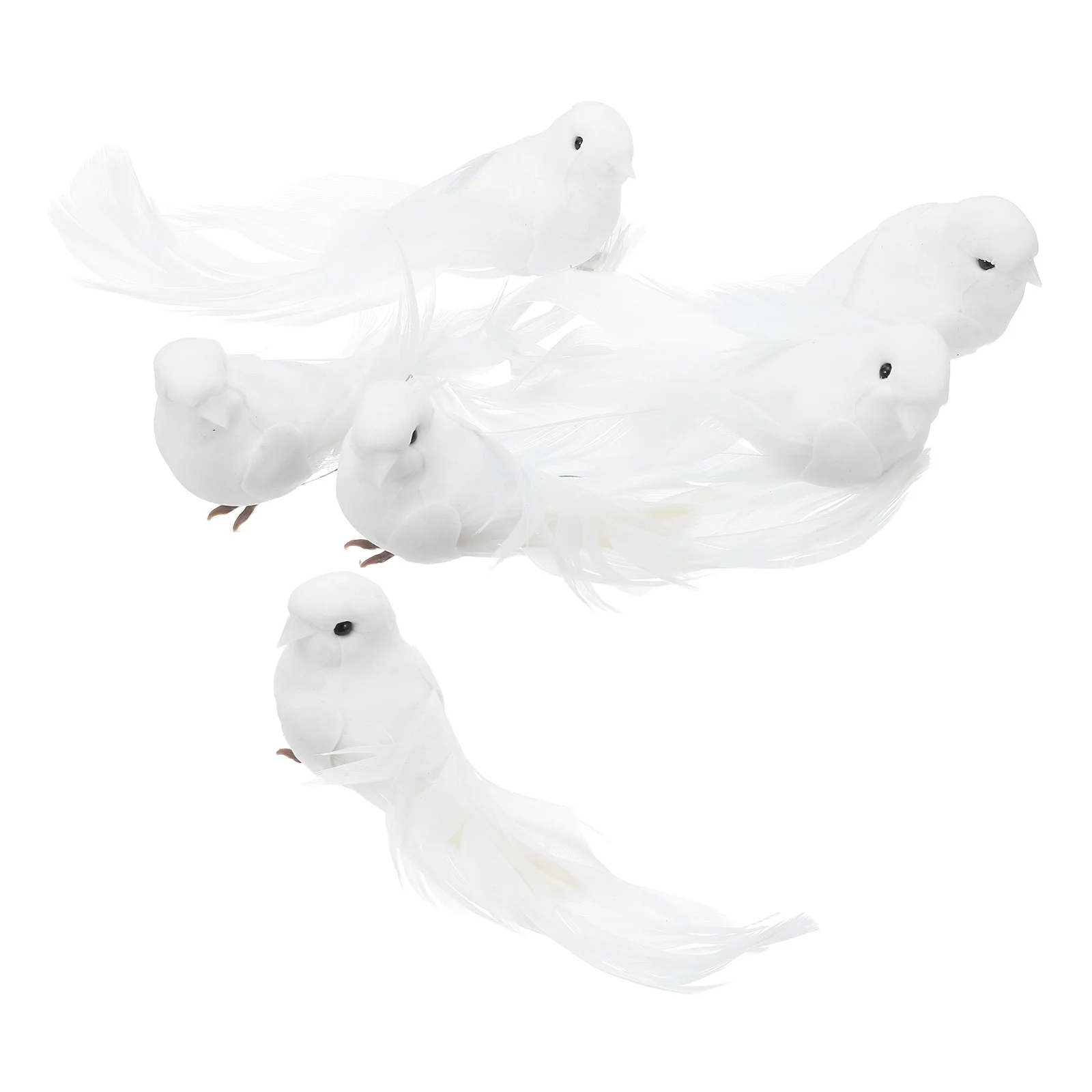 

6Pcs Realistic White Artificial Doves Lightweight Foam Birds for Wedding Party Christmas Tree Decoration Artificial Pigeons