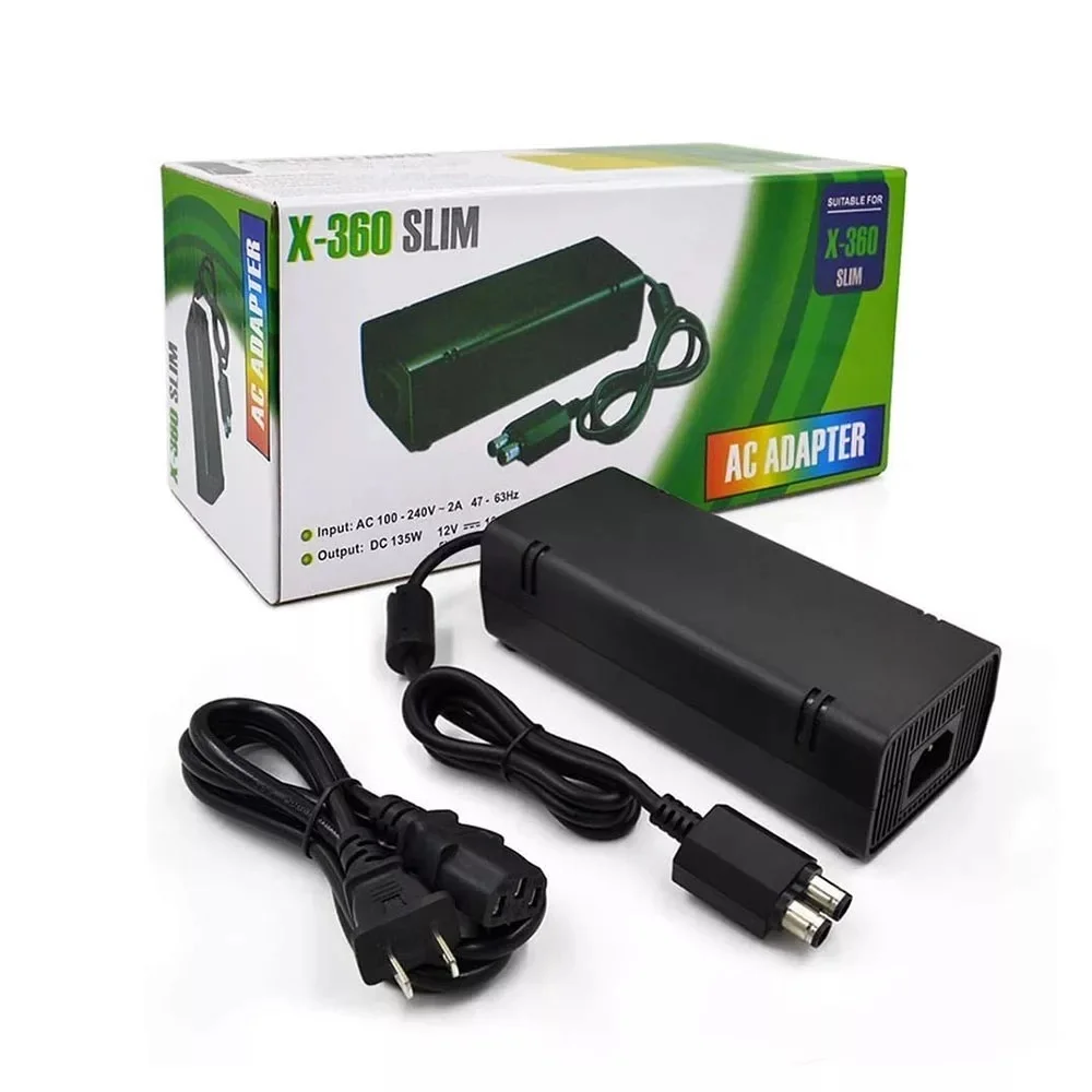 Fonte Para Xbox 360 Slim 2 Pinos Bivolt Cabo De Energia Biv