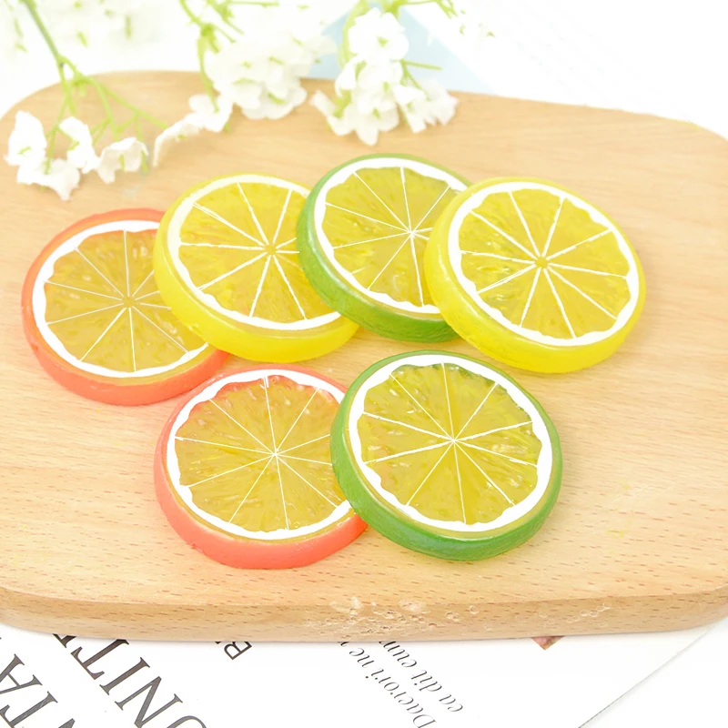 5/10pcs 5cm Artificial Fruit Simulation Lemon Slices Christmas Fruits Model Ornament Kitchen Wedding Party Decoration Fake Lemon