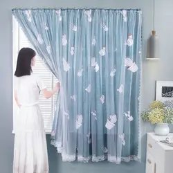 High Quality Punch-free Blackout Curtains Home Decor Cartoon Shape Dormitory Curtains Magic Tape Gauze Curtain