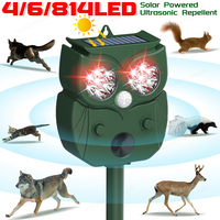 Solar Powered Animal Repeller Outdoor Ultrasonic Repellent New PIR Sensor Garden Pest Mouse Bird Bat Repellent Keep Animals Away