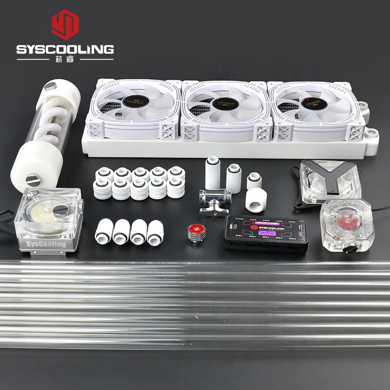 Imagem -04 - Syscooling White Water Cooling Kit Bomba de Luzes Rgb pc Waterblock Cpu Intel e Amd Radiador 360