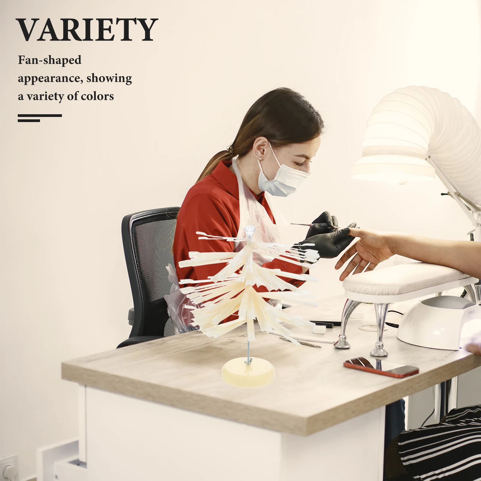 컬러 디스플레이 보드 부채꼴 회전 선반, 살롱 DIY 젤 폴리쉬 연습용, 내구성 있는 휴대용 네일 팁 차트 랙