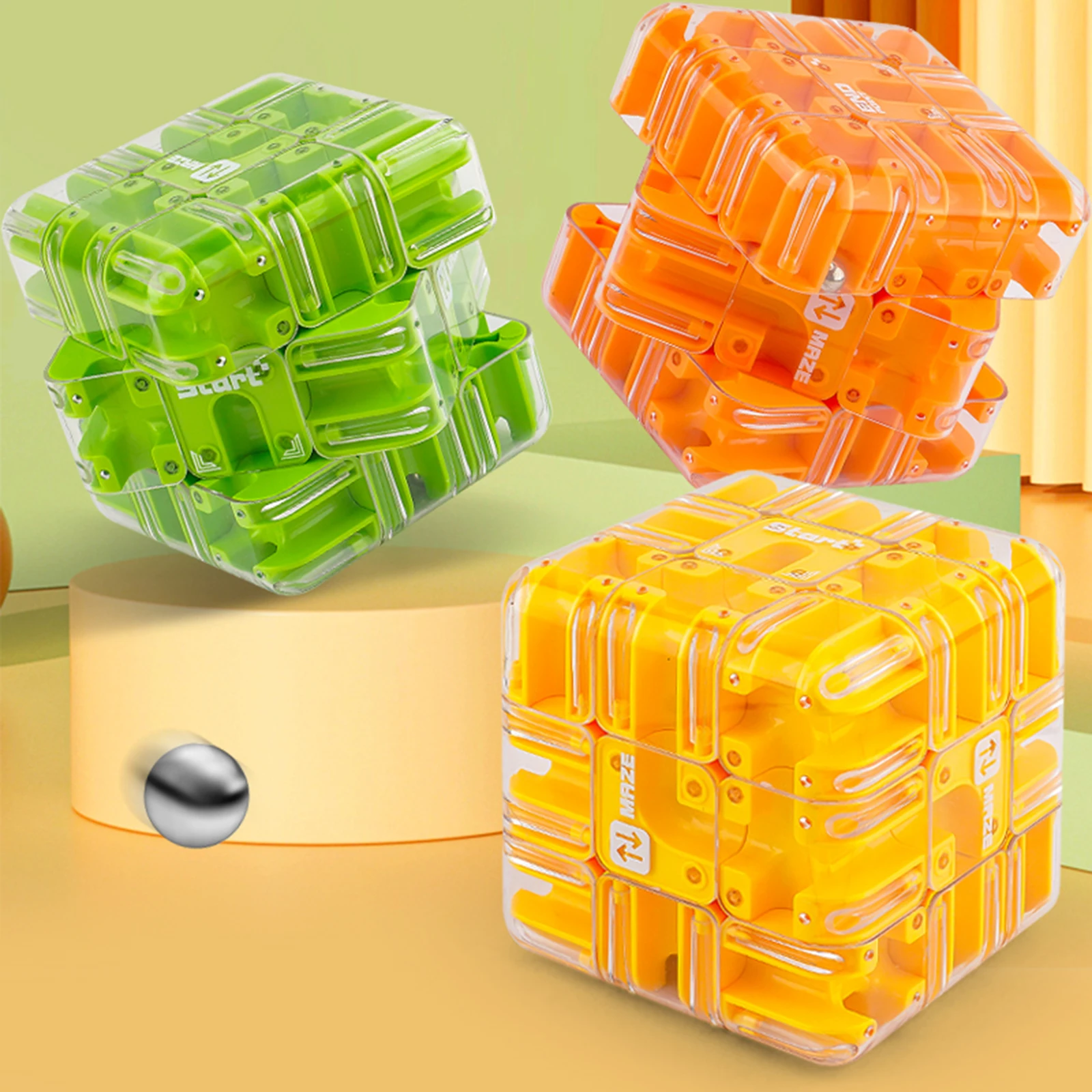 Labirinto 3D Cubo magico Agitarsi Giocattoli Labirinto per bambini Puzzle creativo Cubo di intelligenza Pensiero logico Giocattoli educativi antistress