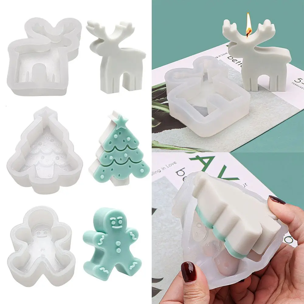 Supplies Cake Resin Mold Clay Tools Handmade Snowman Tree Gingerbread 3D Art Wax Mold Christmas Candle Mold Silicone Mould