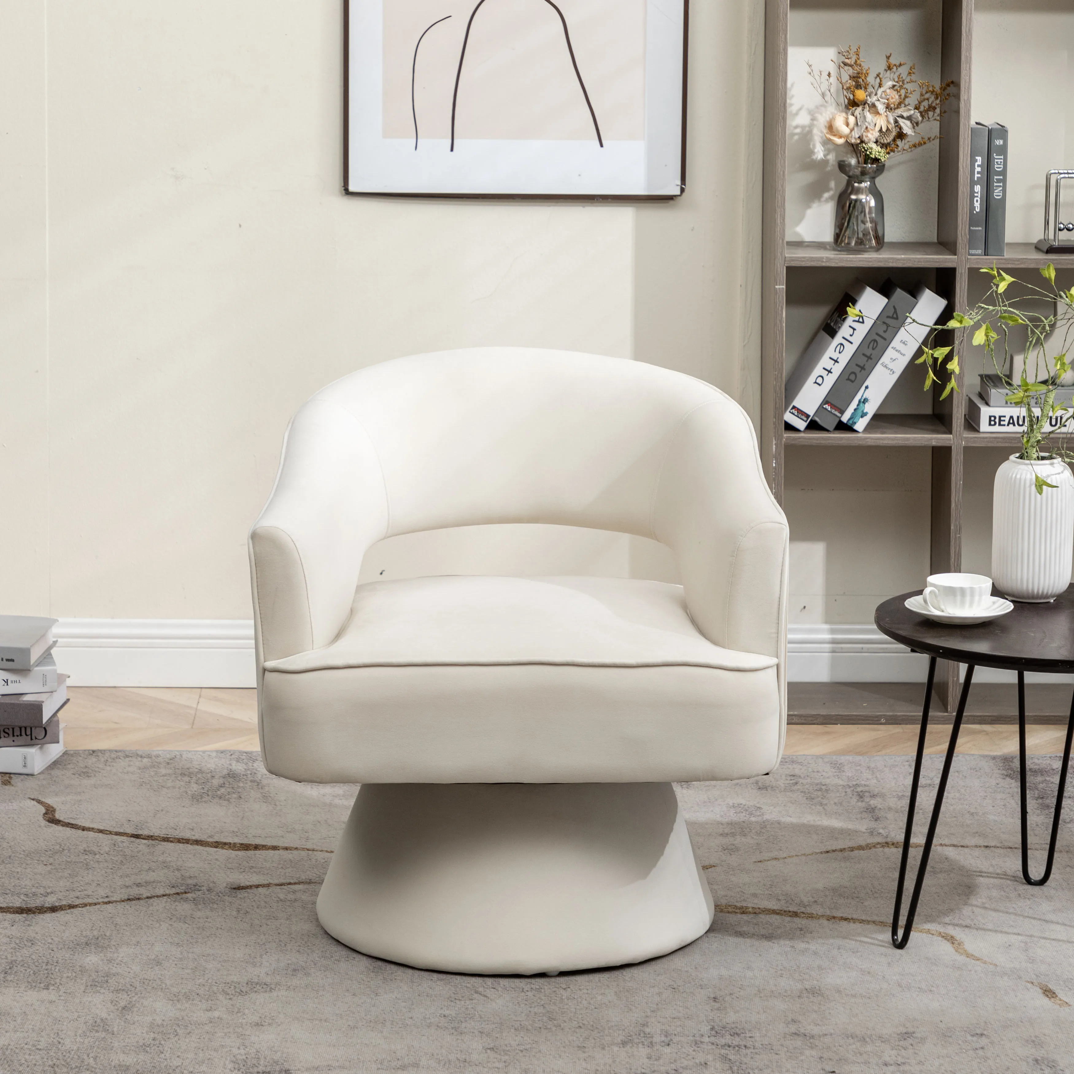 SEYNER Modren Velvet Swivel Arm Chair, Bedroom Chair living Room Furniture Vanity Throne Lounge Nordic Sofa Single Sofa