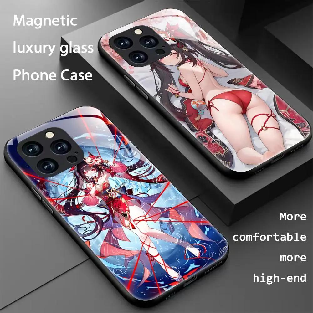 

Игровой чехол для телефона Sparkle HonkaiStarRail для iPhone 16, 15, 14, 13, 12, 11 X XR XS 8 Plus Mini Pro Max, стеклянный магнитный чехол для телефона