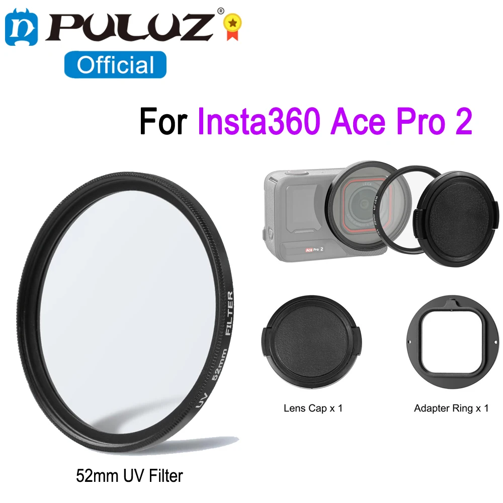 �y�Z�[�����zPULUZ 52mm UV�t�B���^�[�Z�b�g Insta360 Ace Pro 2 �X�|�[�c�J�����p 52mm UV�����Y�t�B���^�[ �A�_�v�^�[�����O�ƃ����Y�J�o�[�t��