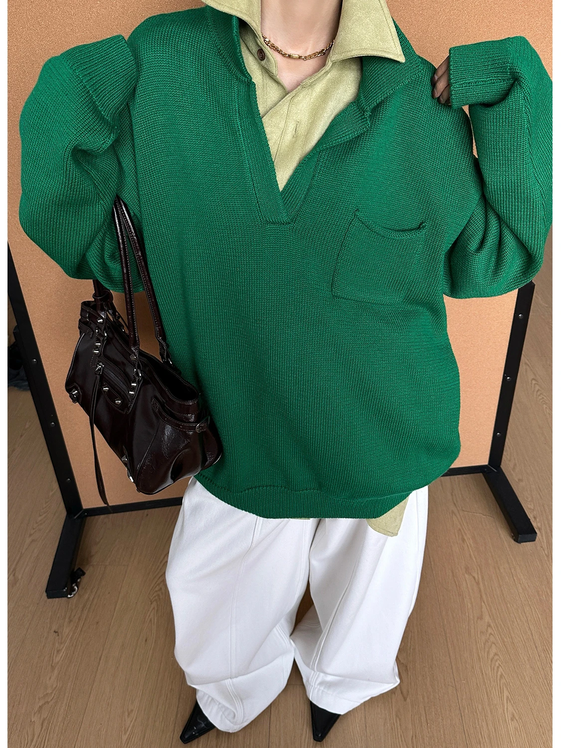 

CIZZLEMORE: Вязаный шерстяной пуловер с длинным рукавом и воротником, свободного кроя, для женщин, удобный и дышащий