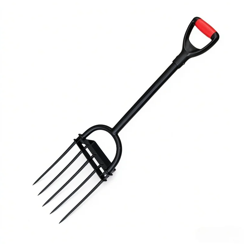 garden fork, hoe, rake, manualtool, deep soil loosener, farm digging tool, outdoor land clearing, soil loosening, tilling tool