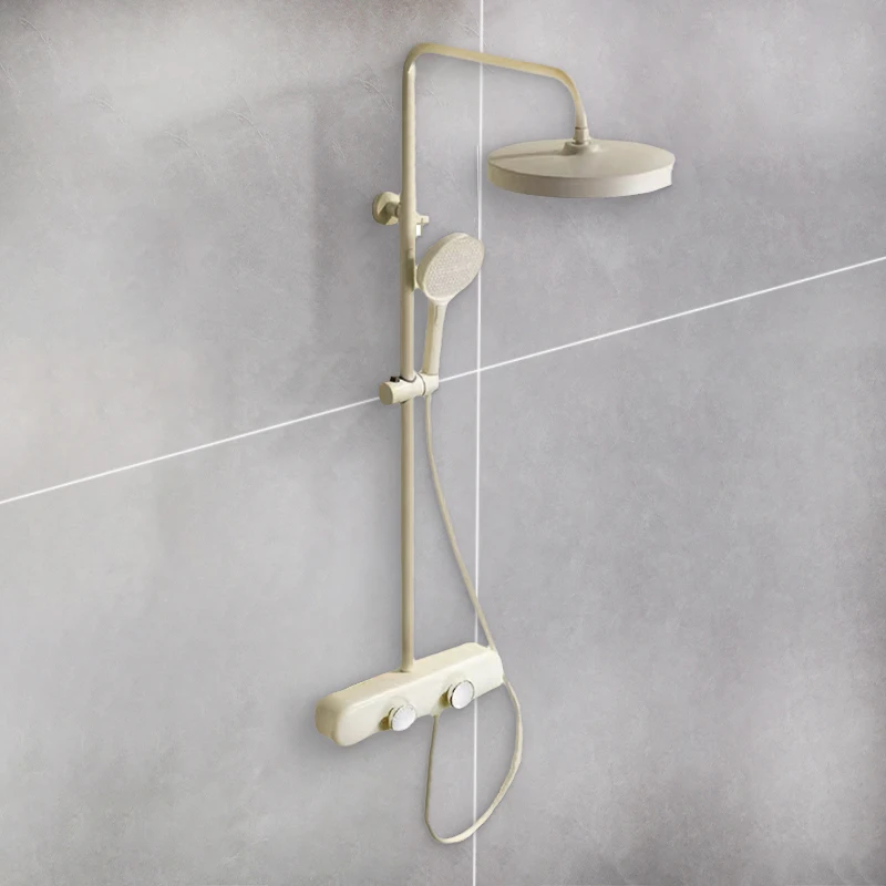 Modern Stylish Shower System Temperature Adjustable Multifunction Shower Head Combo Pressurized Home Bathroom Round Shower Head