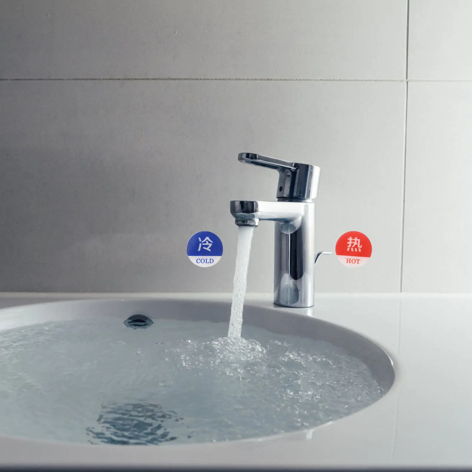 1Pair Hot and Cold Water Labels Acrylic Bathroom Faucet Stickers Clear Indicator Signs for Hotel Guesthouse Washroom Decor Use