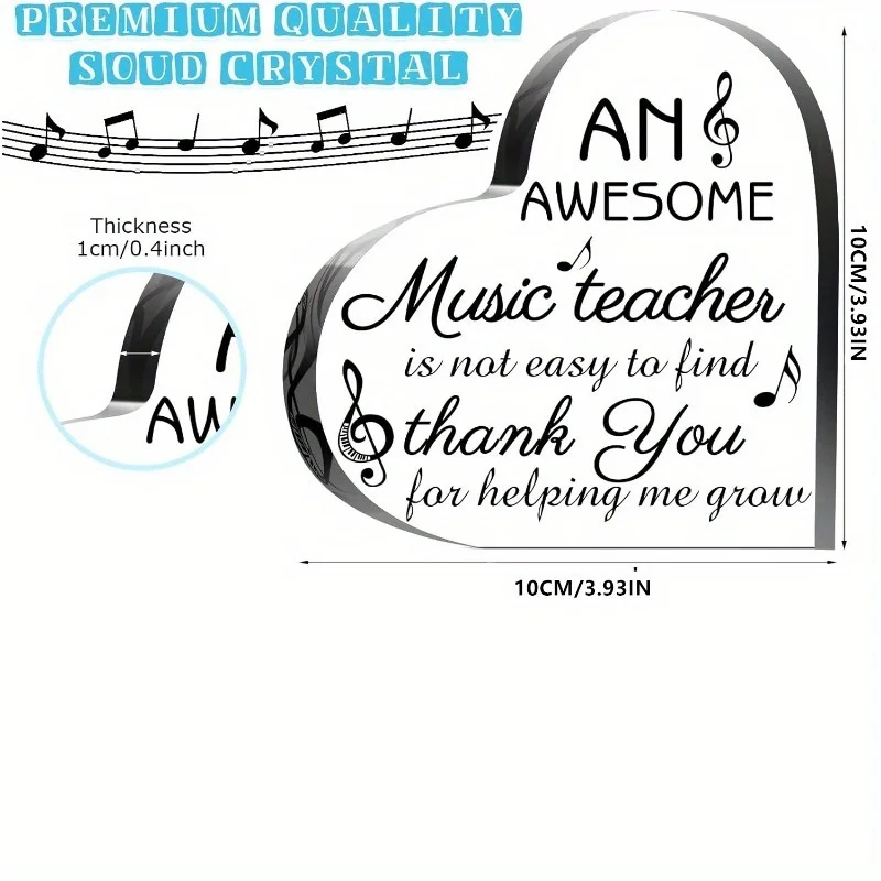Fresh Style Acrylic Thank You Gift: Music Teacher Keepsake (Women) - Ideal for Piano/Guitar/Violin Teachers on Appreciation Day