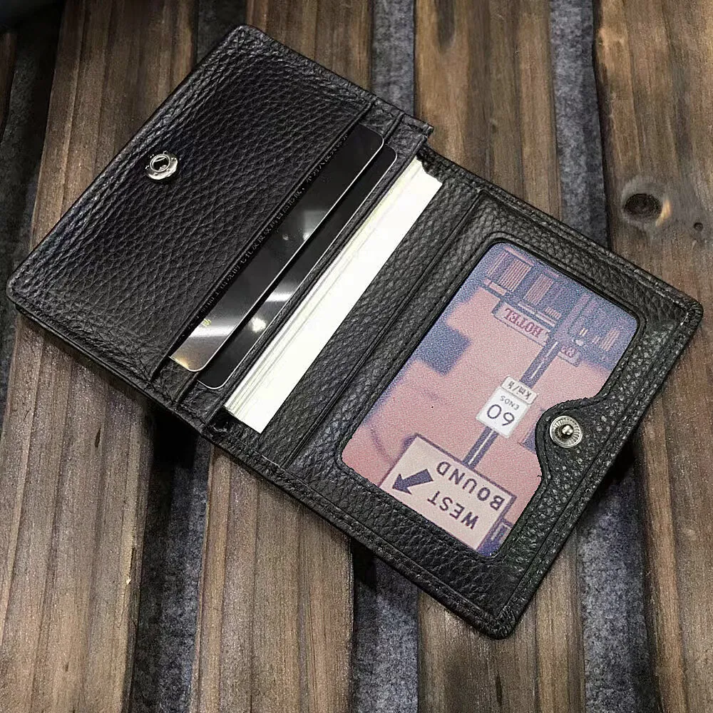 

Прочный кошелек для карт из натуральной кожи в стиле ретро, ультратонкий складной кошелек унисекс, кошелек для кредитных карт, ID VIP-банка, тонкие карманные кошельки для денег