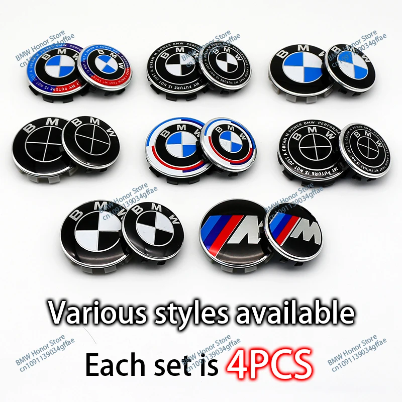 4Pcs 68MM 56MM Car Wheel Center Caps for BMW E90 E46 F10 F30 E87 F20 G20 E60 E39 E92 F11 F31 E61 F25 E36 X3 X5 Car Accessories