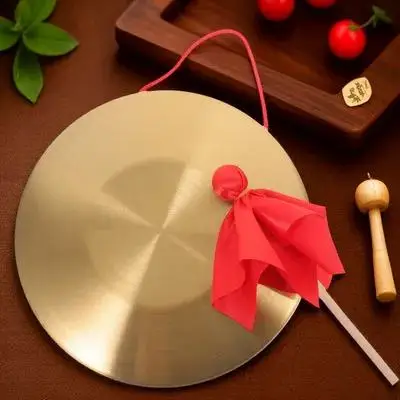 Copper Percussion Instrument Anti-Flood Warning Loud Handheld Metal Gong For Party Opening Basketball Games Portable