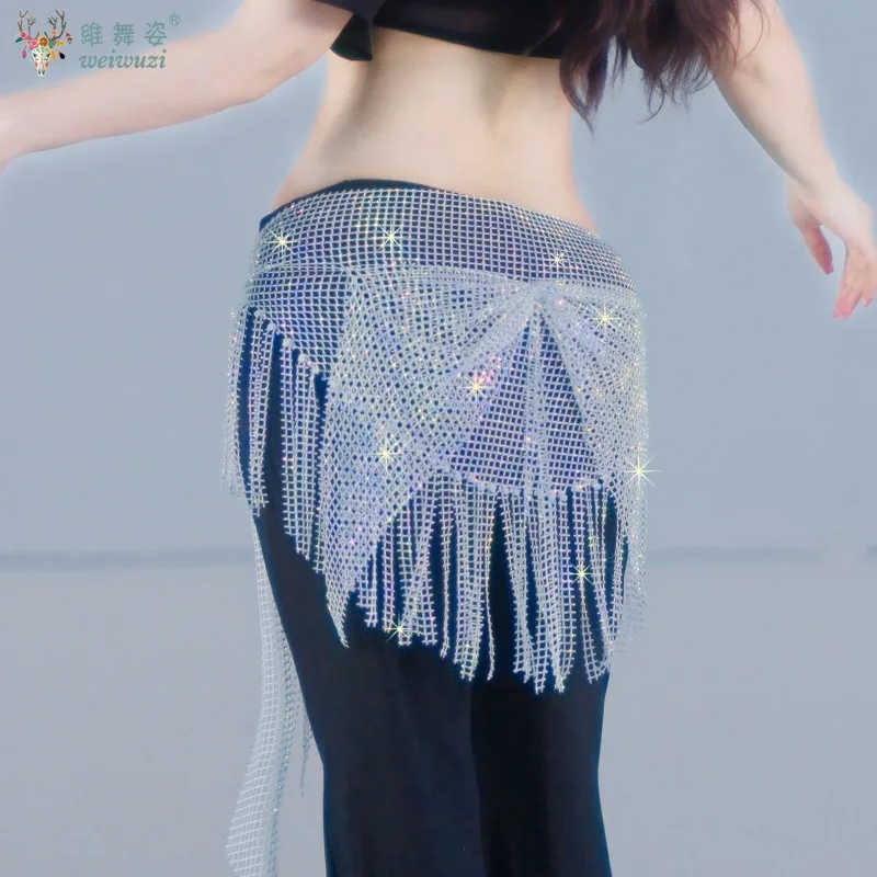 New Belly Dancing Performance Belt for Women Senior Full Diamond Tassel Hip Scarf Adult Oriental Dance Competition Accessories