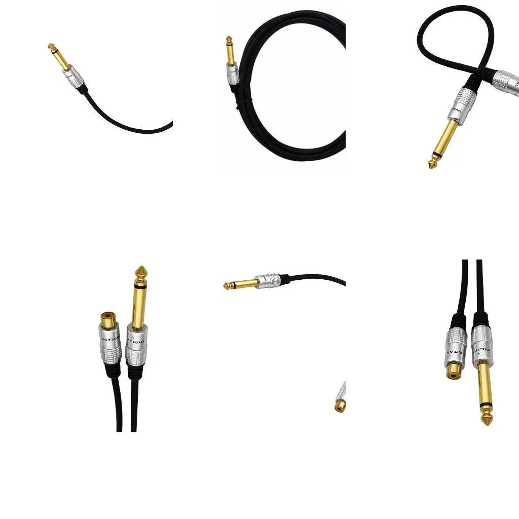 

R53C RCA to 6.35mm 1/4 Mono-Audio Cable Converter Durable Aluminum Casing Gold-Plated