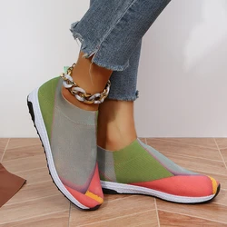 Women Flat Slip on Loafers New Mix Colors Shoes Woman Breathable Mesh Tennis Sneakers Autumn Casual Outdoor Female Flats Shoes