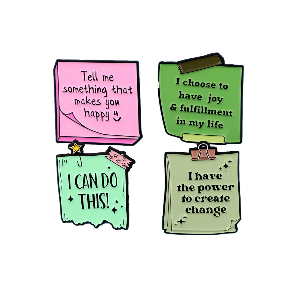 Healing Inspirational Notes Quotes Badges Backpack Clothing Decoration Positive Energy Cute Pins Accessories