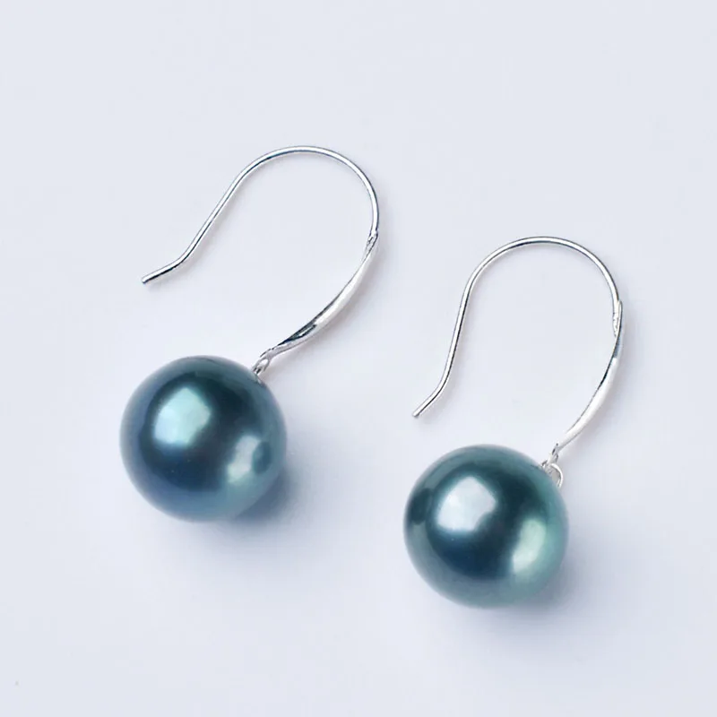NYMPH New Real 18K Gold Earrings Drop Fine Jewelry Natural Tahitian Pearls Round AU750  Party Gift For Women E562