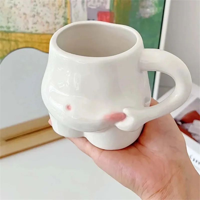 Mug à café en céramique créatif, design unique avec poignée, pour les boissons quotidiennes, bureau, maison, vaisselle décorative amusante, cadeau