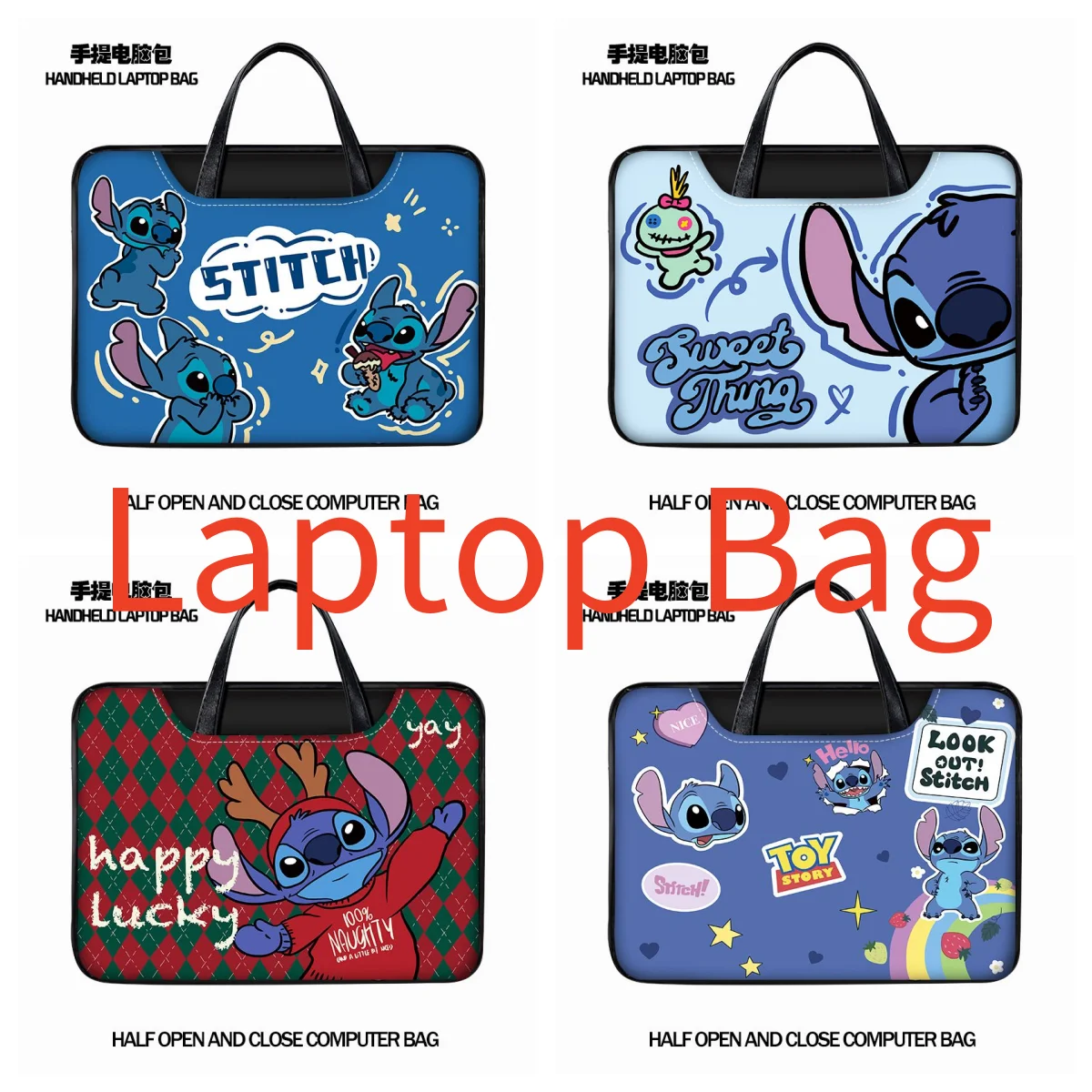 

Disney Anime Stitch Laptop Bag Waterproof 15.6-inch Thinkbook14 Apple 13.3-inch Waterproof Cartoon Creative Couple Handbag Gift