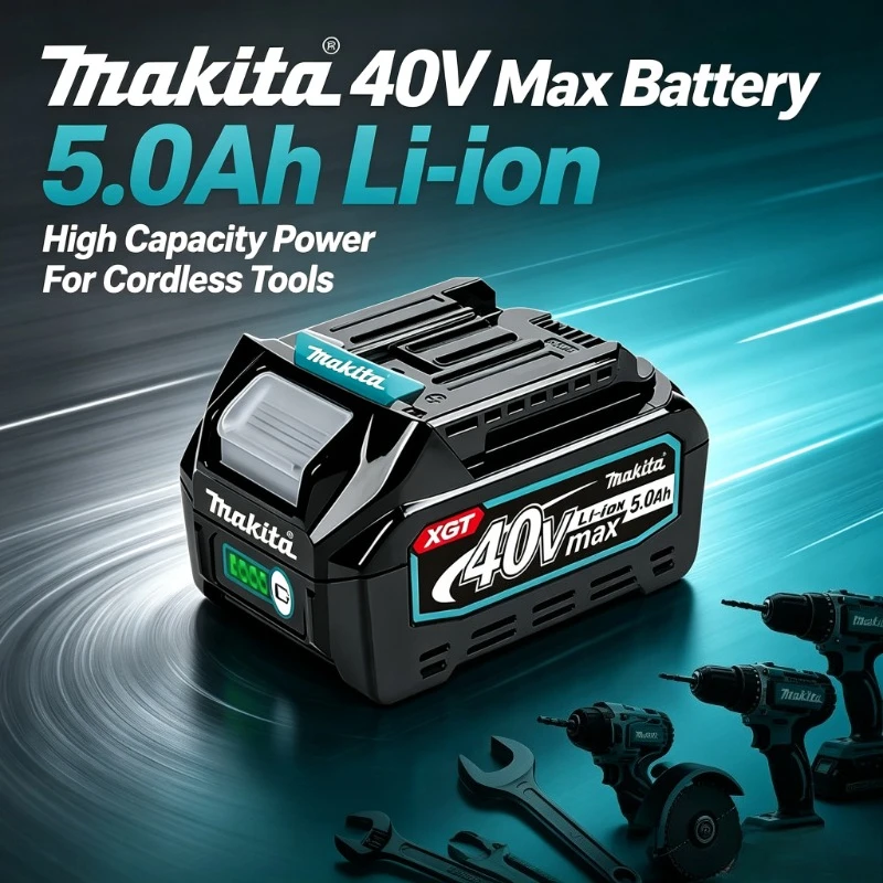 Premium Grade Makita 40V 5.0Ah Li-ion Battery – 5000mAh High Capacity Replacement for BL4050 BL4040 Cordless Tools