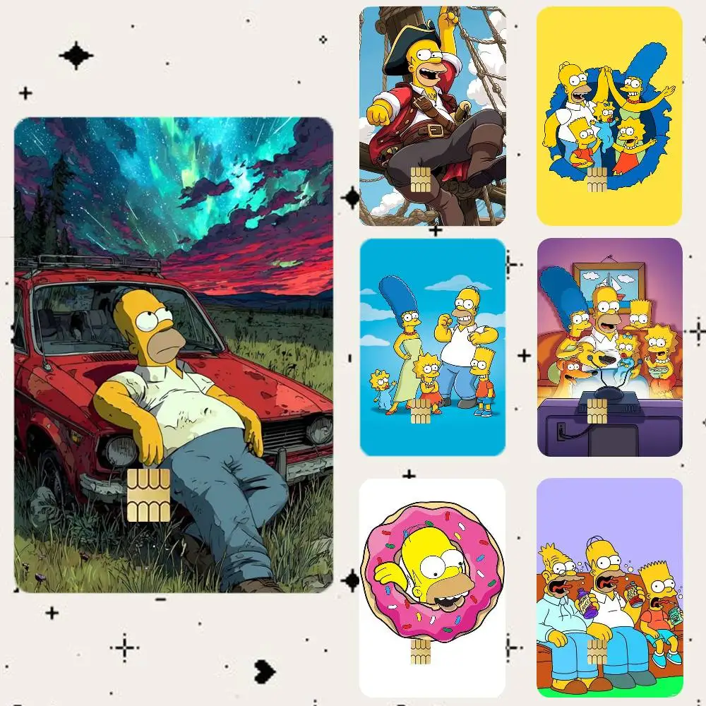 T-The Simpsons Waterproof Bank Card Sticker Skin for Credit Debit Chip Cards Decorative Cover Film