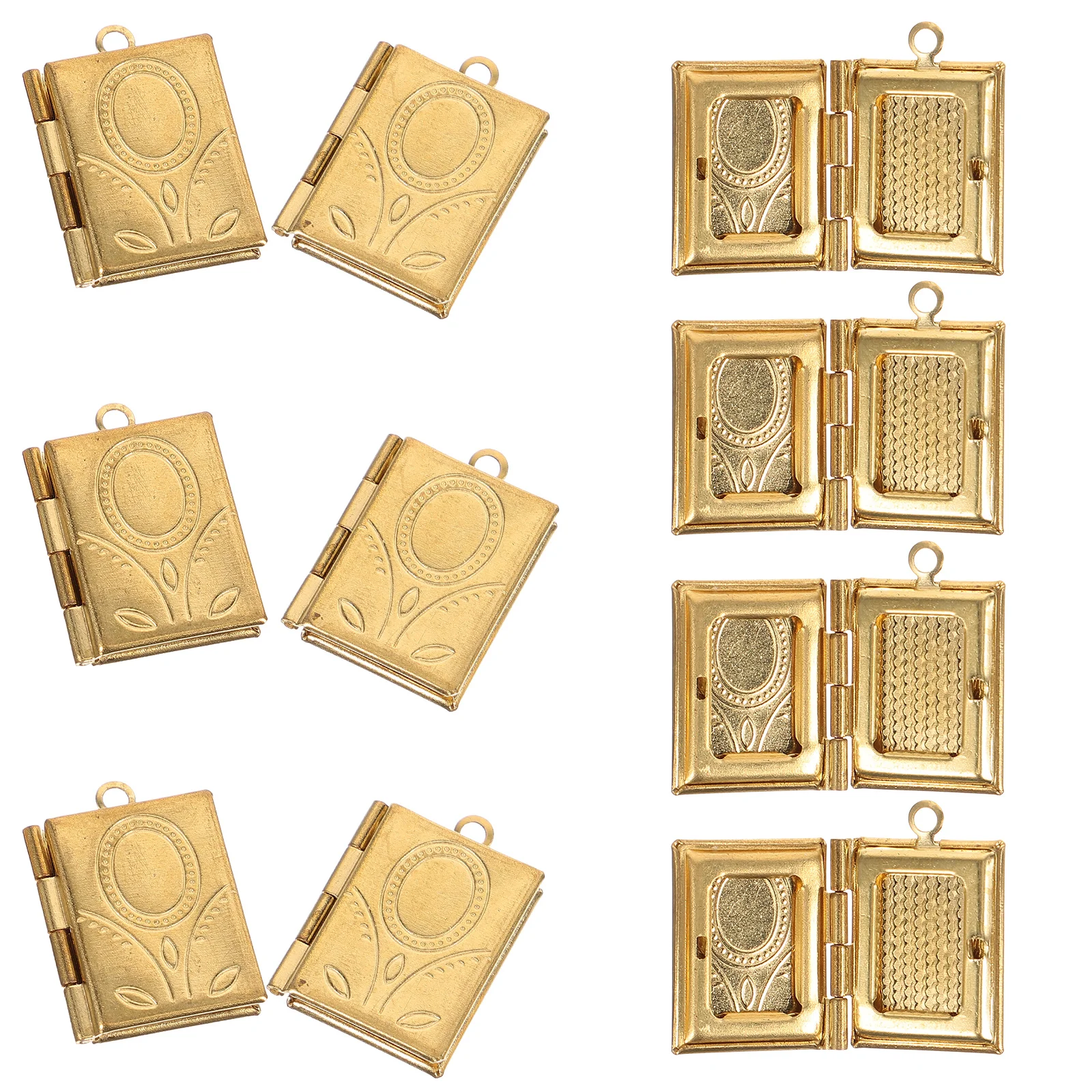 

10pcs Copper Book Photo Box Locket Charm Rectangle Design Pendant Necklace Making Supplies Pure Style