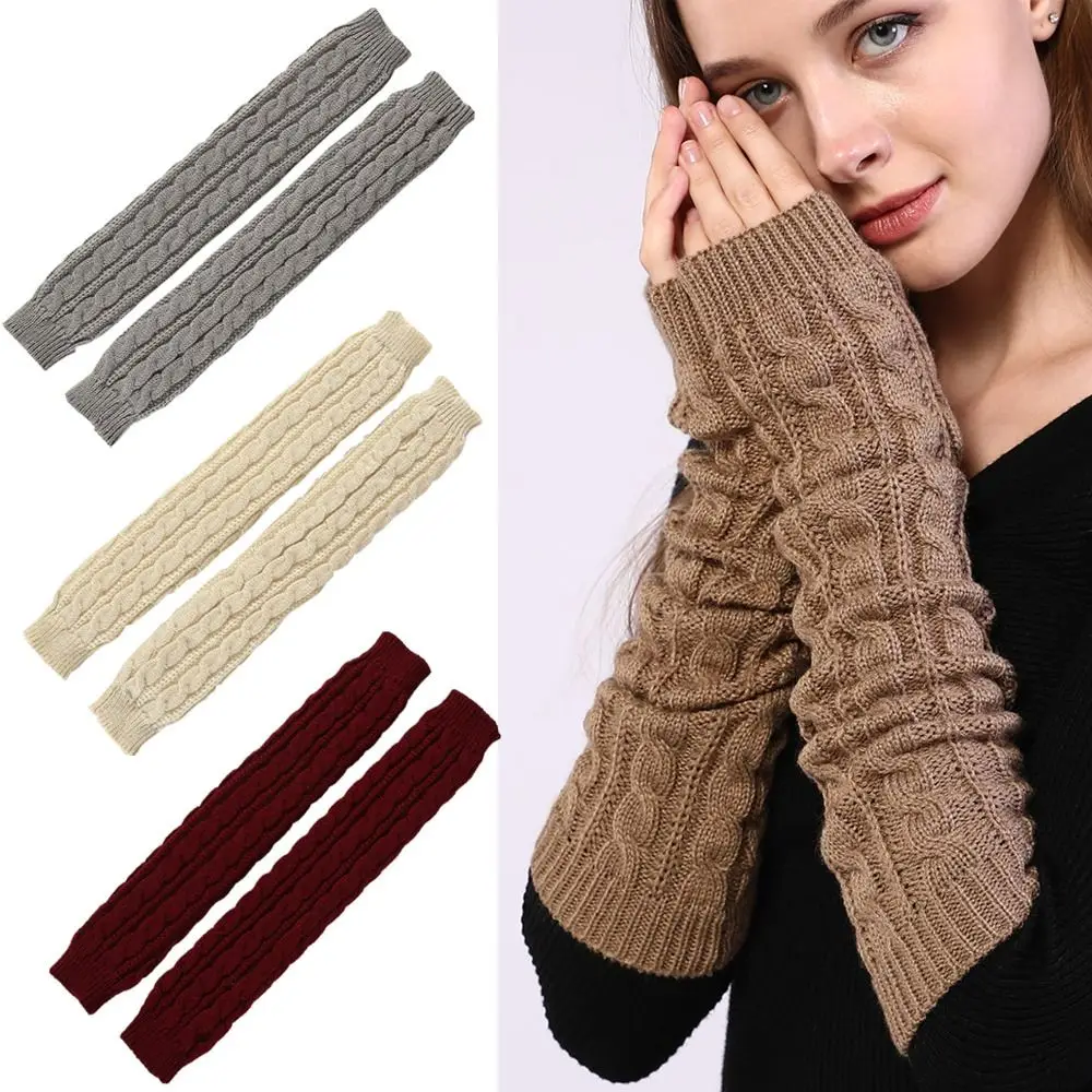 

False Sleeves Long Wrist Gloves Arm Warmers Fingerless Elbow Mittens Twists Shape Finger Sleeves Cover Ankle Wrist Sleeves