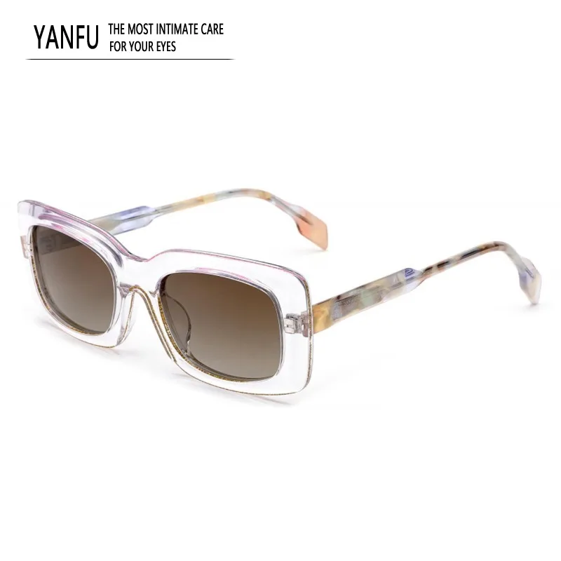 

2025 желе поляризационные прозрачные солнцезащитные очки женские модные очки для вождения женские прямоугольные уличные UV400 очки ручной работы мужские